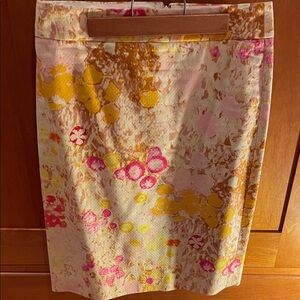 Floral Print Pencil Skirt in Pink & Yellow
